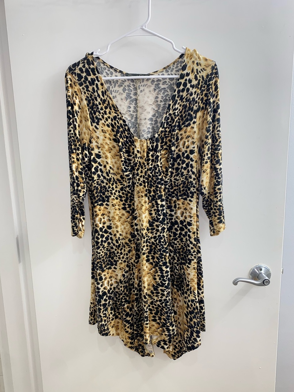 Rose & Olive Leopard Print 3/4 Sleeve V-Neck Fit & Flare Dress Size 1X